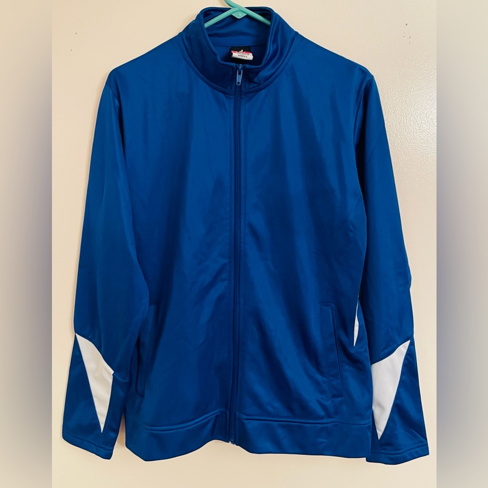 Alleson Athletic Women’s  Blue & White Warmup Jacket Sz L In Like New Condition